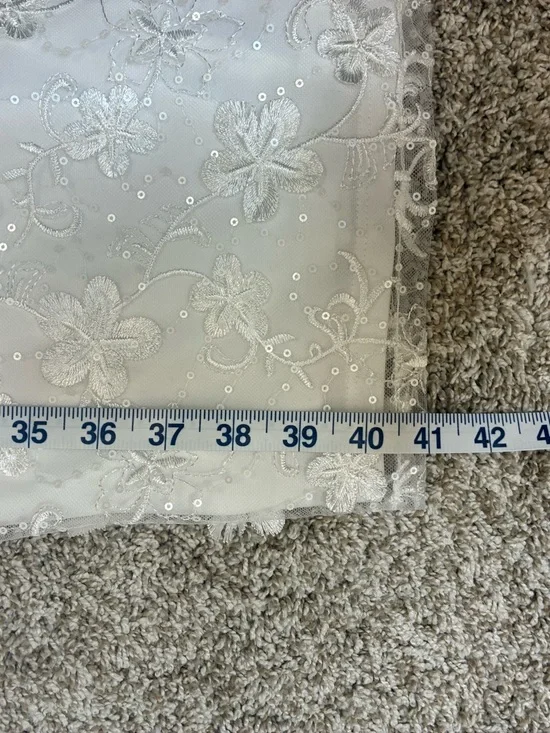 Adrianna Papell white sequins Floral V-Neck Sheath Dress - Picture 9 of 12